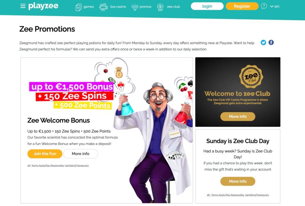 Playzee casino rewards and bonuses